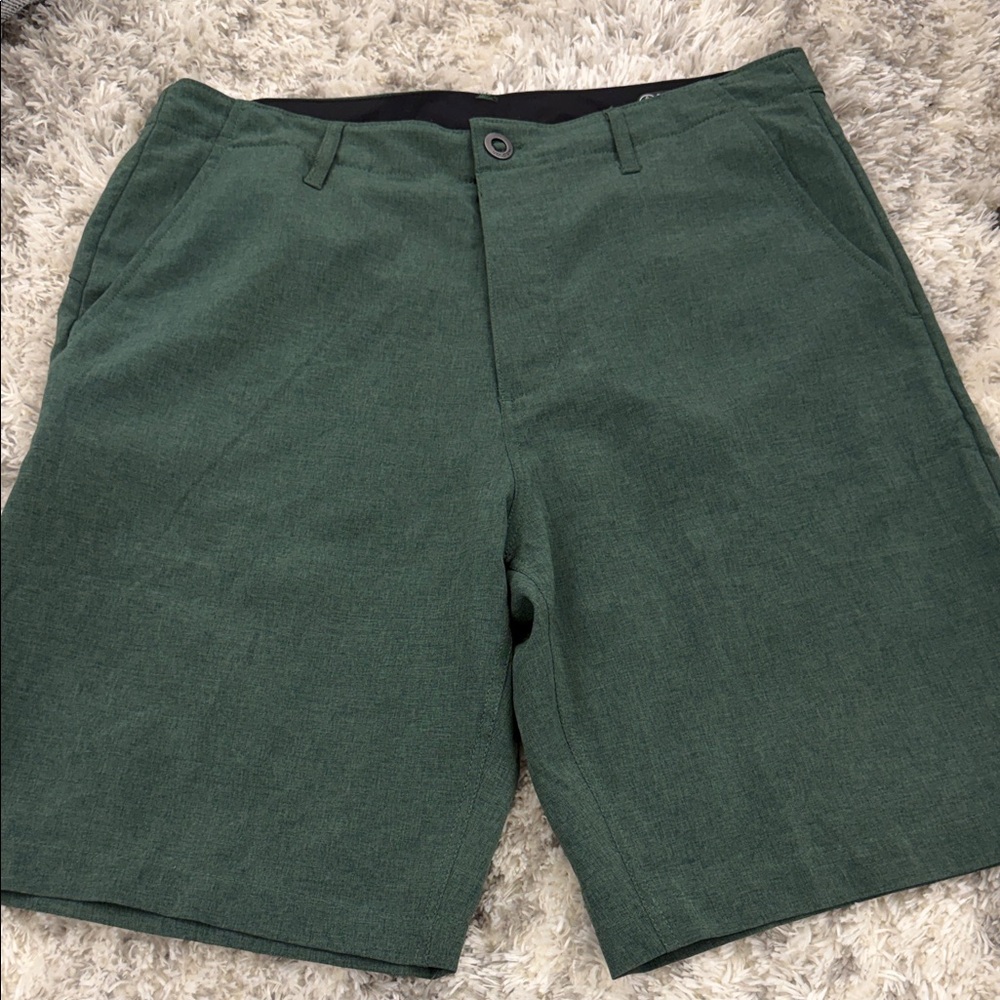 Volcom Dark Green Flat Front Shorts